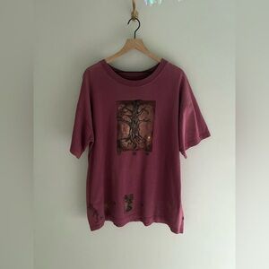 90s Blue Fish Lagenlook Art to Wear Grunge T-Shirt Oversized Large